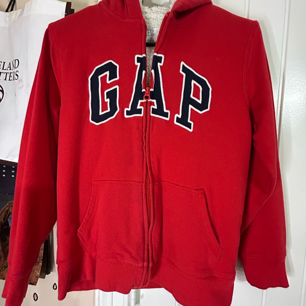 GAP Red Fleece Hoodie Jacket